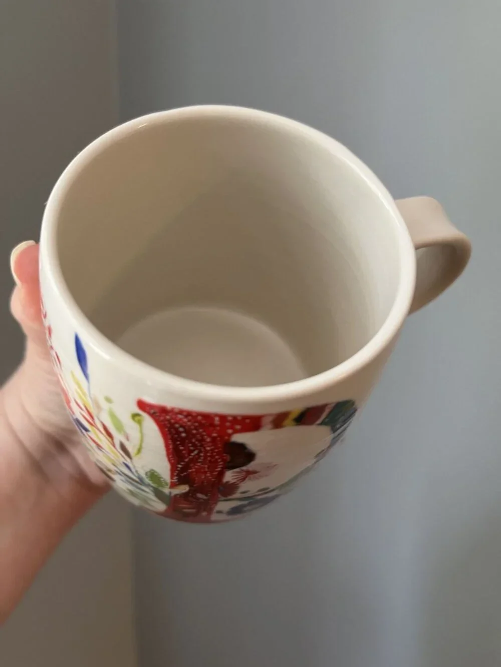 Anthropologie Signed Starla M. Halfmann Monogram P Floral Ribbed Ceramic Mug
